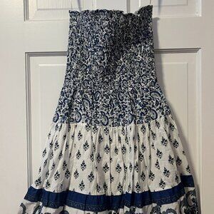 Speed Control Strapless Blue Patterned Dress
